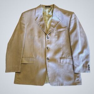 Bill Blass Micro Suede Sport Coat Mens 42S 3-Button Polyester Blazer Suit Jacket